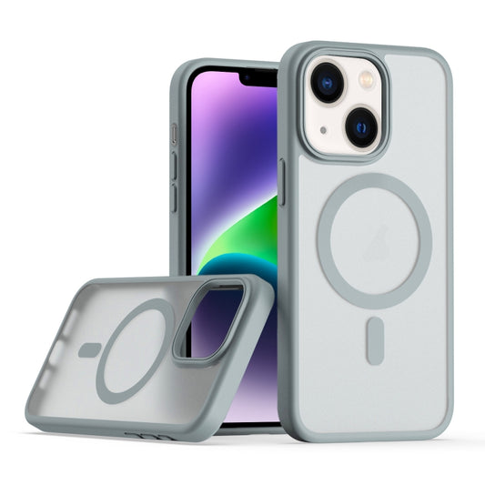 For iPhone 14 / 13 TPU Hybrid PC Inner Magnetic MagSafe Phone Case(Grey) by buy2fix