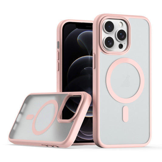 For iPhone 12 / 12 Pro TPU Hybrid PC Inner Magnetic MagSafe Phone Case(Pink) - iPhone 12 / 12 Pro Cases by buy2fix | Online Shopping UK | buy2fix