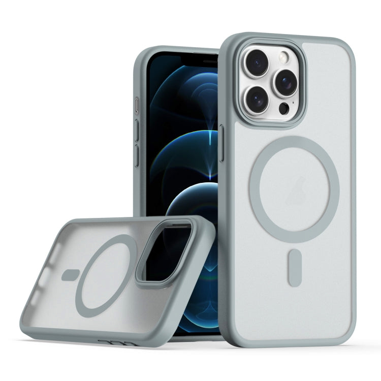 For iPhone 12 Pro Max TPU Hybrid PC Inner Magnetic MagSafe Phone Case(Grey) - iPhone 12 Pro Max Cases by buy2fix | Online Shopping UK | buy2fix