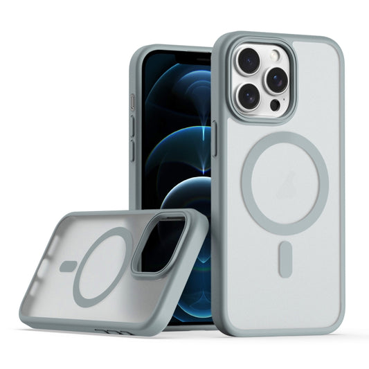 For iPhone 12 Pro Max TPU Hybrid PC Inner Magnetic MagSafe Phone Case(Grey) - iPhone 12 Pro Max Cases by buy2fix | Online Shopping UK | buy2fix