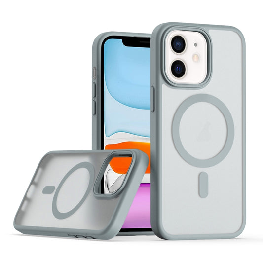 For iPhone 11 TPU Hybrid PC Inner Magnetic MagSafe Phone Case(Grey) - iPhone 11 Cases by buy2fix | Online Shopping UK | buy2fix