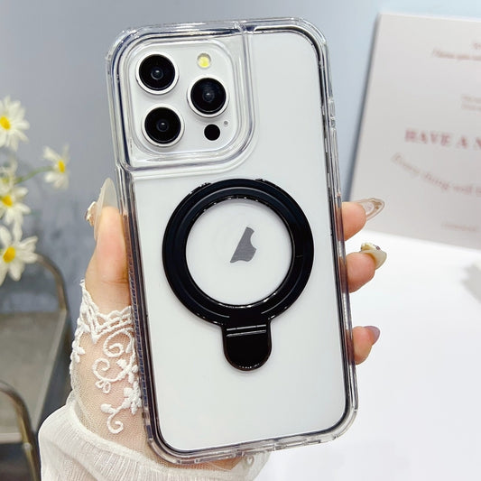 For iPhone 13 Pro Translucent 3 in 1 Holder MagSafe Phone Case(Black) by buy2fix