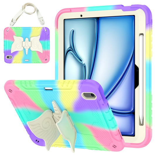 For iPad Air 11 2025 / 2024 Kickstand PC Hybrid Silicone Tablet Case with Strap(Colorful Purple) - iPad Air 11 2025 / 2024 Cases by buy2fix | Online Shopping UK | buy2fix