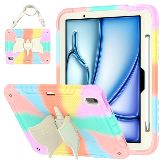For iPad Air 11 2025 / 2024 Kickstand PC Hybrid Silicone Tablet Case with Strap(Colorful Rose Gold) - iPad Air 11 2025 / 2024 Cases by buy2fix | Online Shopping UK | buy2fix