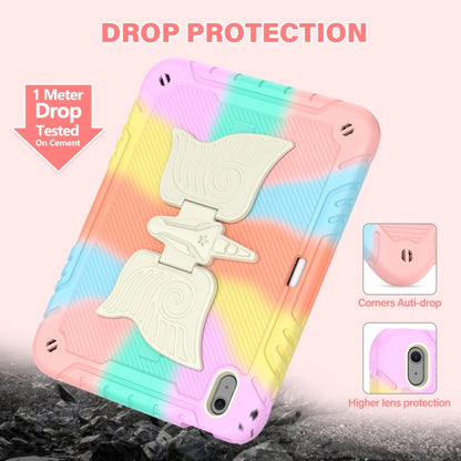 For iPad Air 11 2025 / 2024 Kickstand PC Hybrid Silicone Tablet Case with Strap(Colorful Rose Gold) - iPad Air 11 2025 / 2024 Cases by buy2fix | Online Shopping UK | buy2fix