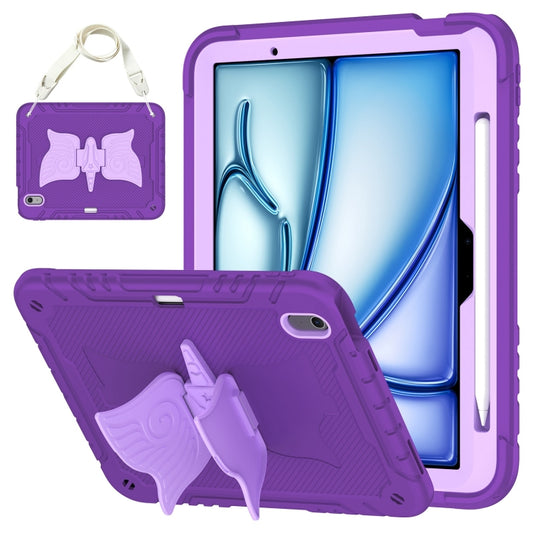 For iPad Air 11 2025 / 2024 Kickstand PC Hybrid Silicone Tablet Case with Strap(Purple) - iPad Air 11 2025 / 2024 Cases by buy2fix | Online Shopping UK | buy2fix