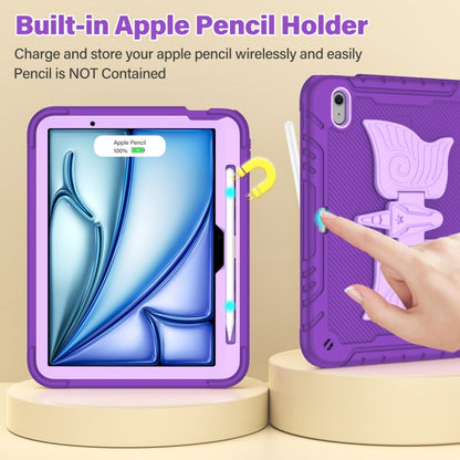 For iPad Air 11 2025 / 2024 Kickstand PC Hybrid Silicone Tablet Case with Strap(Purple) - iPad Air 11 2025 / 2024 Cases by buy2fix | Online Shopping UK | buy2fix