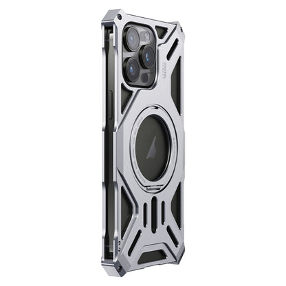 For iPhone 15 Pro Max Aluminum Alloy Borderless MagSafe Rotating Holder Phone Case(Silver) - iPhone 15 Pro Max Cases by buy2fix | Online Shopping UK | buy2fix