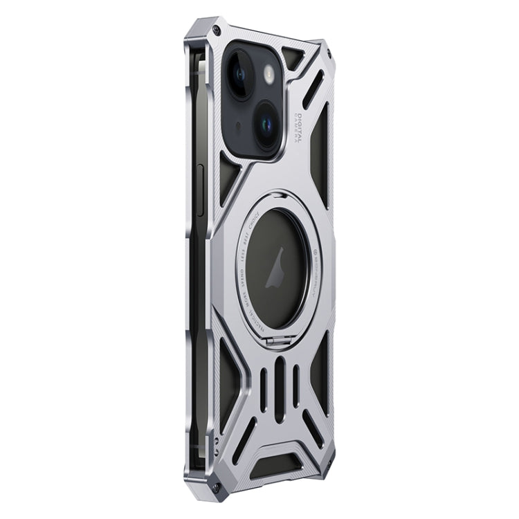 For iPhone 14 / 13 Aluminum Alloy Borderless MagSafe Rotating Holder Phone Case(Silver) - iPhone 14 Cases by buy2fix | Online Shopping UK | buy2fix