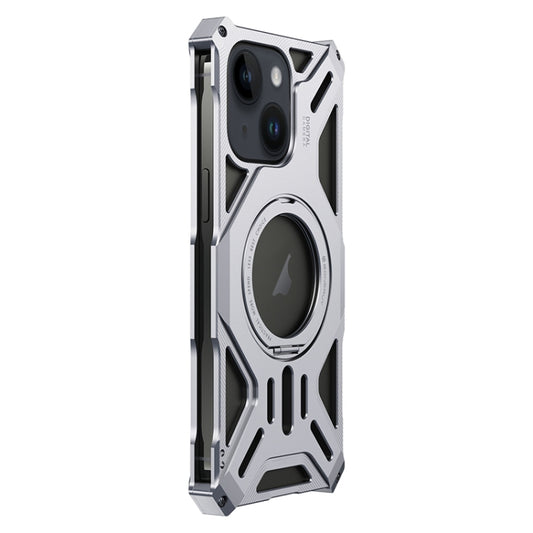 For iPhone 14 / 13 Aluminum Alloy Borderless MagSafe Rotating Holder Phone Case(Silver) - iPhone 14 Cases by buy2fix | Online Shopping UK | buy2fix