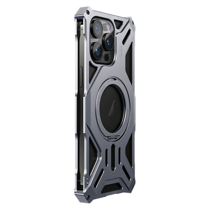 For iPhone 14 Pro / 13 Pro Aluminum Alloy Borderless MagSafe Rotating Holder Phone Case(Grey) - iPhone 14 Pro Cases by buy2fix | Online Shopping UK | buy2fix