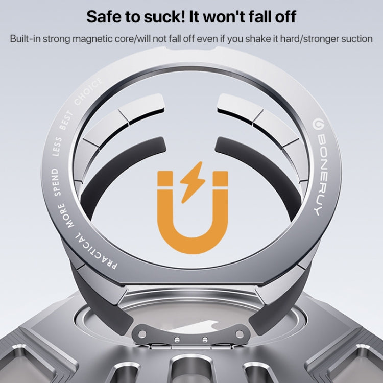 For iPhone 15 Pro Max Aluminum Alloy Borderless MagSafe Rotating Holder Phone Case(Silver) - iPhone 15 Pro Max Cases by buy2fix | Online Shopping UK | buy2fix