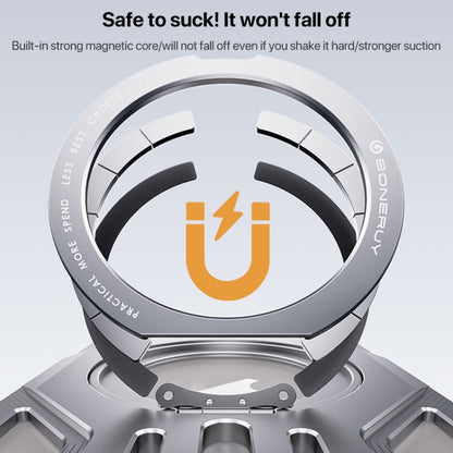 For iPhone 15 Pro Max Aluminum Alloy Borderless MagSafe Rotating Holder Phone Case(Grey) - iPhone 15 Pro Max Cases by buy2fix | Online Shopping UK | buy2fix