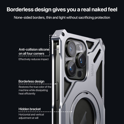 For iPhone 15 Pro Max Aluminum Alloy Borderless MagSafe Rotating Holder Phone Case(Silver) - iPhone 15 Pro Max Cases by buy2fix | Online Shopping UK | buy2fix