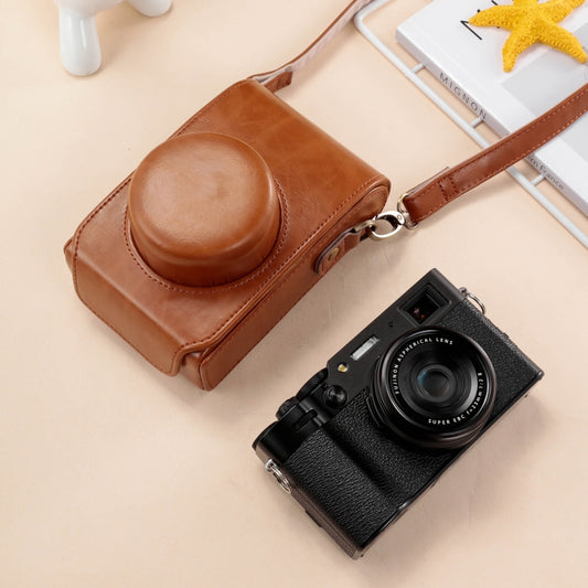 For FUJIFILM X100VI Full Body Leather Camera Case Bag with Strap(Brown) - Leather Bag by buy2fix | Online Shopping UK | buy2fix