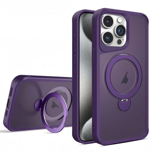 For iPhone 15 Pro Invisible Fulcrum Holder MagSafe Phone Case(Dark Purple) - iPhone 15 Pro Cases by buy2fix | Online Shopping UK | buy2fix