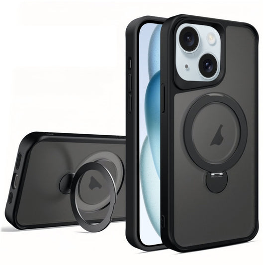 For iPhone 15 Invisible Fulcrum Holder MagSafe Phone Case(Black) - iPhone 15 Cases by buy2fix | Online Shopping UK | buy2fix