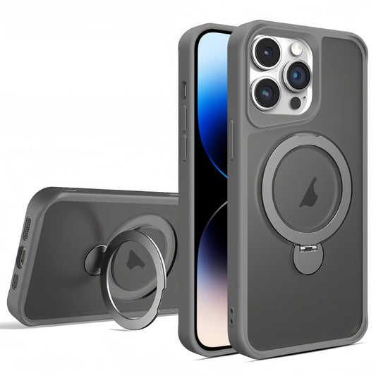 For iPhone 14 Pro Invisible Fulcrum Holder MagSafe Phone Case(Grey) - iPhone 14 Pro Cases by buy2fix | Online Shopping UK | buy2fix