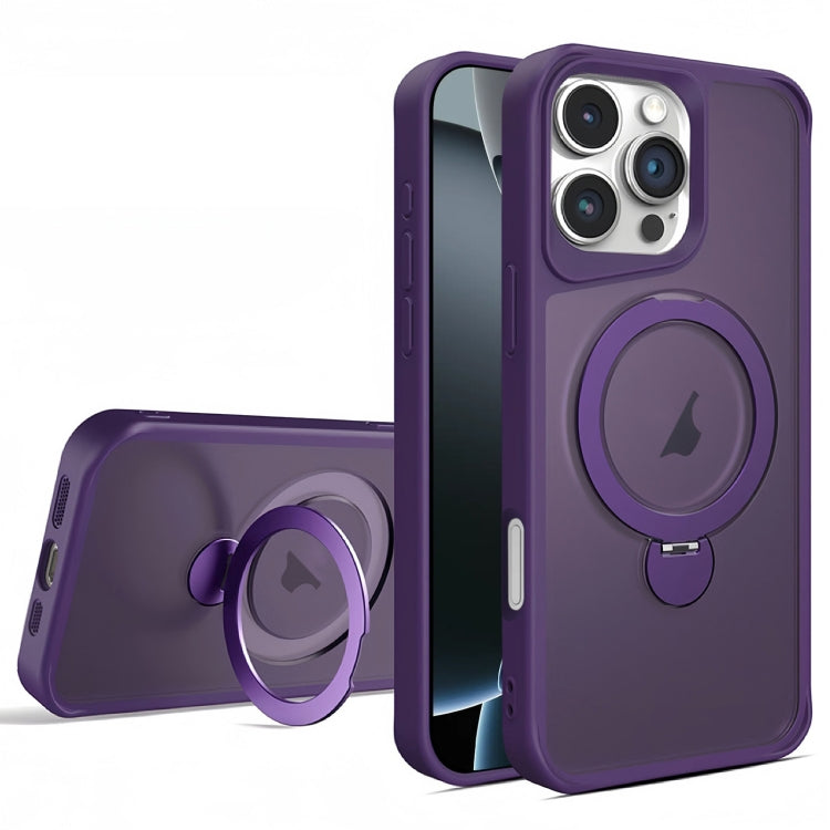For iPhone 16 Pro Invisible Fulcrum Holder MagSafe Phone Case(Dark Purple) by buy2fix