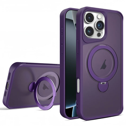 For iPhone 16 Pro Invisible Fulcrum Holder MagSafe Phone Case(Dark Purple) by buy2fix