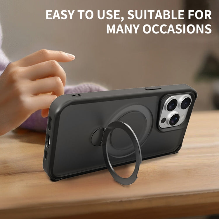 For iPhone 16 Pro Invisible Fulcrum Holder MagSafe Phone Case(Dark Purple) by buy2fix