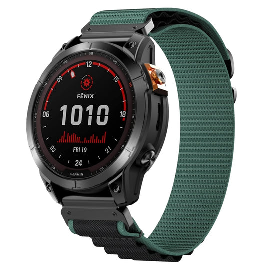 For Garmin 22mm Loop Nylon Watch Band(Black Green)