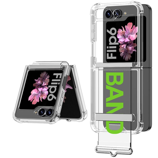 For Samsung Galaxy Z Flip6 GKK Clear Airbag Wristband Holder Phone Case(Transparent Green)