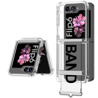 For Samsung Galaxy Z Flip6 / Flip7 FE GKK Clear Airbag Wristband Holder Phone Case(Transparent Black) - Galaxy Z Flip6 5G Cases by GKK | Online Shopping UK | buy2fix