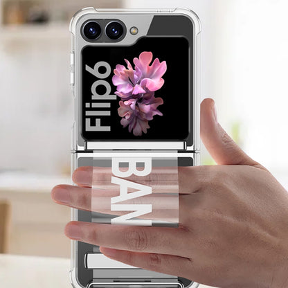 For Samsung Galaxy Z Flip6 / Flip7 FE GKK Clear Airbag Wristband Holder Phone Case(Transparent Black) - Galaxy Z Flip6 5G Cases by GKK | Online Shopping UK | buy2fix