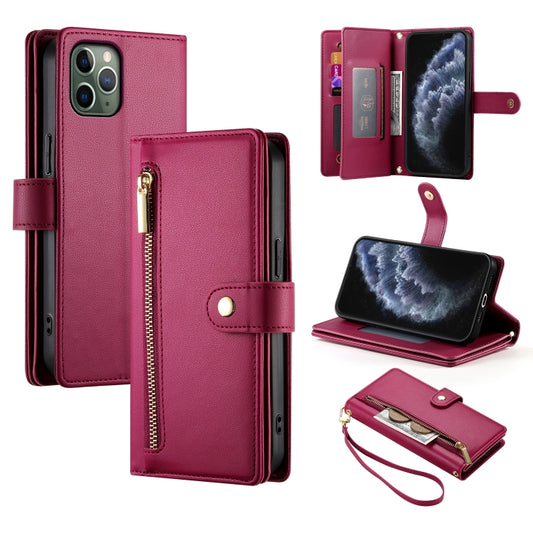 For iPhone 11 Pro Nine Card-slot Zipper Wallet Bag Leather Phone Case(Red) - iPhone 11 Pro Cases by buy2fix | Online Shopping UK | buy2fix