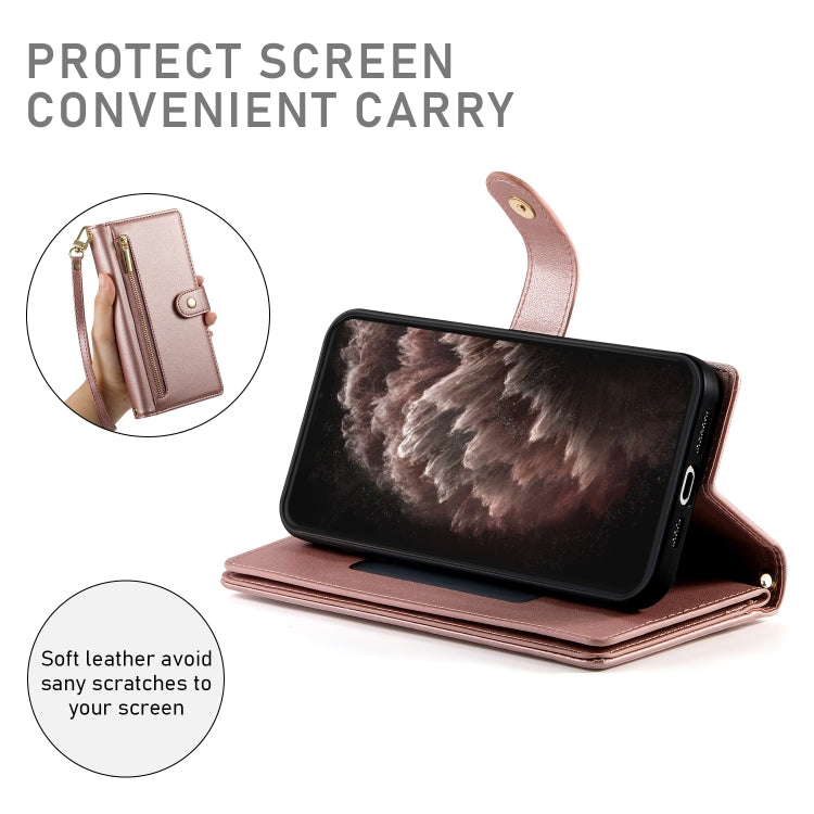For iPhone 11 Pro Max Nine Card-slot Zipper Wallet Bag Leather Phone Case(Pink) - iPhone 11 Pro Max Cases by buy2fix | Online Shopping UK | buy2fix