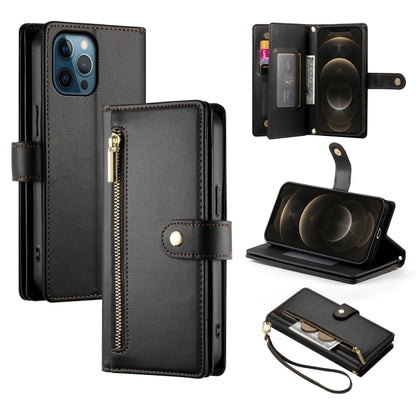 For iPhone 12 Pro Max Nine Card-slot Zipper Wallet Bag Leather Phone Case(Black) - iPhone 12 Pro Max Cases by buy2fix | Online Shopping UK | buy2fix