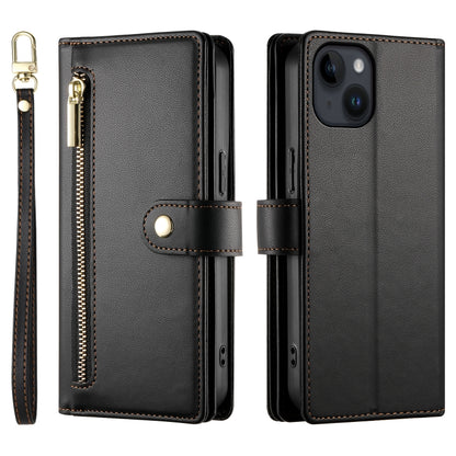 For iPhone 14 Nine Card-slot Zipper Wallet Bag Leather Phone Case(Black) - iPhone 14 Cases by buy2fix | Online Shopping UK | buy2fix