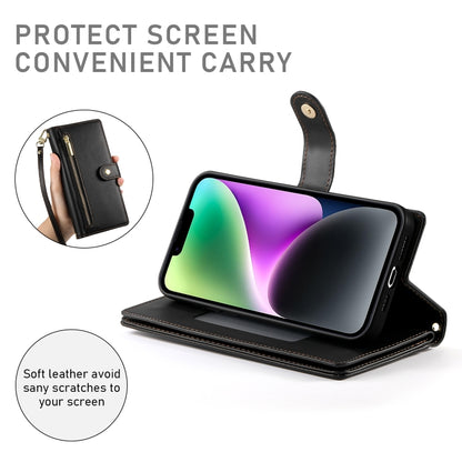 For iPhone 14 Nine Card-slot Zipper Wallet Bag Leather Phone Case(Black) - iPhone 14 Cases by buy2fix | Online Shopping UK | buy2fix