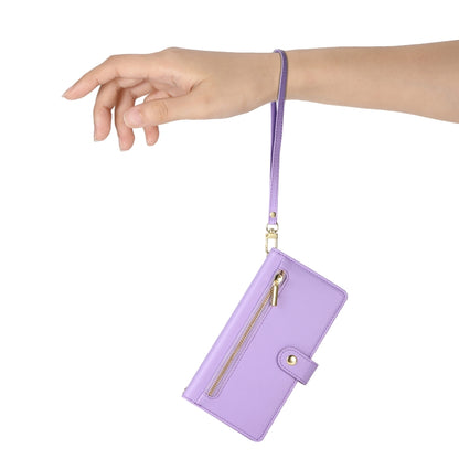 For iPhone 15 Pro Nine Card-slot Zipper Wallet Bag Leather Phone Case(Purple) - iPhone 15 Pro Cases by buy2fix | Online Shopping UK | buy2fix