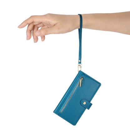 For iPhone 15 Pro Nine Card-slot Zipper Wallet Bag Leather Phone Case(Blue) - iPhone 15 Pro Cases by buy2fix | Online Shopping UK | buy2fix