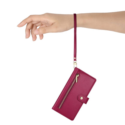 For iPhone 16 Nine Card-slot Zipper Wallet Bag Leather Phone Case(Red) by buy2fix