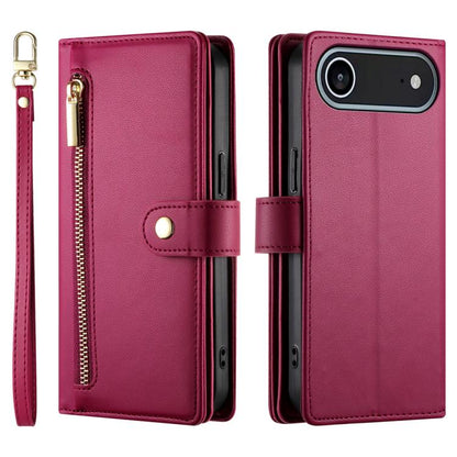 For iPhone Air Nine Card-slot Zipper Wallet Bag Leather Phone Case(Red) - iPhone Air Cases by buy2fix | Online Shopping UK | buy2fix
