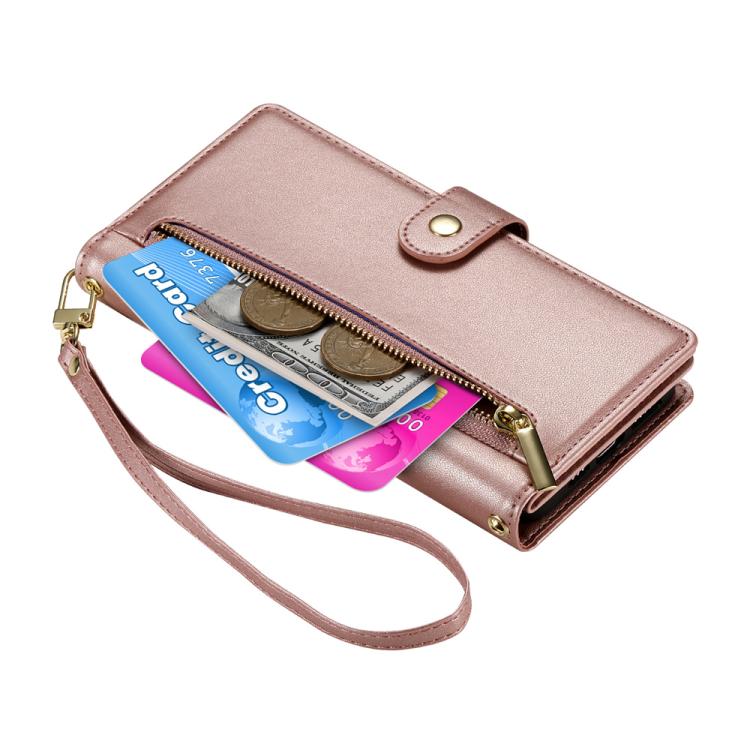 For iPhone Air Nine Card-slot Zipper Wallet Bag Leather Phone Case(Pink) - iPhone Air Cases by buy2fix | Online Shopping UK | buy2fix