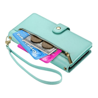 For iPhone Air Nine Card-slot Zipper Wallet Bag Leather Phone Case(Mint Green) - iPhone Air Cases by buy2fix | Online Shopping UK | buy2fix