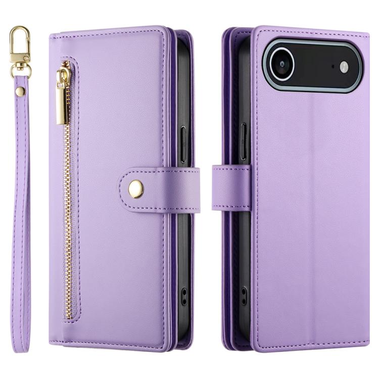 For iPhone Air Nine Card-slot Zipper Wallet Bag Leather Phone Case(Purple) - iPhone Air Cases by buy2fix | Online Shopping UK | buy2fix