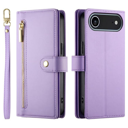 For iPhone Air Nine Card-slot Zipper Wallet Bag Leather Phone Case(Purple) - iPhone Air Cases by buy2fix | Online Shopping UK | buy2fix