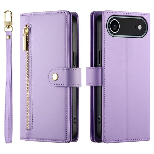 For iPhone Air Nine Card-slot Zipper Wallet Bag Leather Phone Case(Purple) - iPhone Air Cases by buy2fix | Online Shopping UK | buy2fix