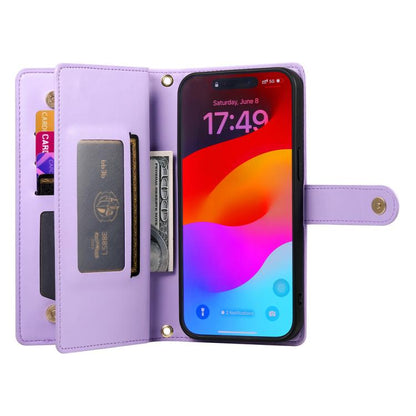 For iPhone Air Nine Card-slot Zipper Wallet Bag Leather Phone Case(Purple) - iPhone Air Cases by buy2fix | Online Shopping UK | buy2fix