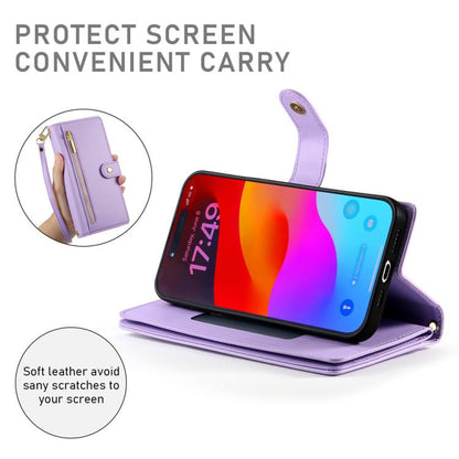 For iPhone Air Nine Card-slot Zipper Wallet Bag Leather Phone Case(Purple) - iPhone Air Cases by buy2fix | Online Shopping UK | buy2fix