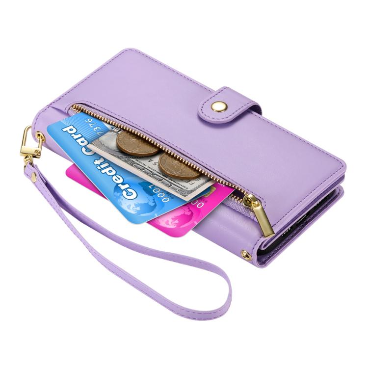 For iPhone Air Nine Card-slot Zipper Wallet Bag Leather Phone Case(Purple) - iPhone Air Cases by buy2fix | Online Shopping UK | buy2fix