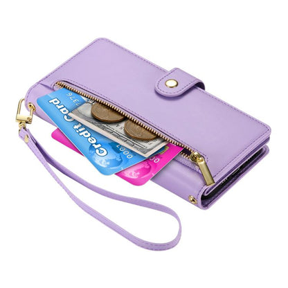 For iPhone Air Nine Card-slot Zipper Wallet Bag Leather Phone Case(Purple) - iPhone Air Cases by buy2fix | Online Shopping UK | buy2fix