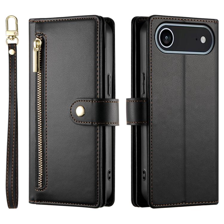 For iPhone Air Nine Card-slot Zipper Wallet Bag Leather Phone Case(Black) - iPhone Air Cases by buy2fix | Online Shopping UK | buy2fix