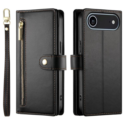 For iPhone Air Nine Card-slot Zipper Wallet Bag Leather Phone Case(Black) - iPhone Air Cases by buy2fix | Online Shopping UK | buy2fix
