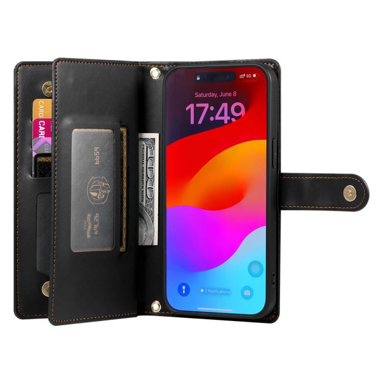 For iPhone Air Nine Card-slot Zipper Wallet Bag Leather Phone Case(Black) - iPhone Air Cases by buy2fix | Online Shopping UK | buy2fix